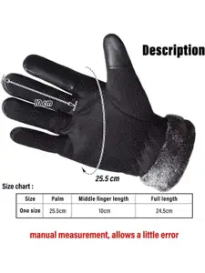 Alexvyan Men Zigzag Snow & Wind Proof Thermal Warm Winter Touch Screen Riding Gloves
