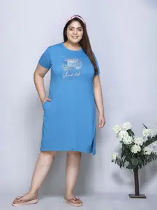 IN Love Women Plus Size Printed T-shirt Nightdress