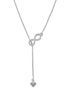 Studio Voylla Sterling Silver Rhodium-Plated CZ Studded Infinite Love Pendant With Chain