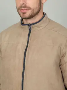 Cantabil Men Suede Reversible Open Front Jacket