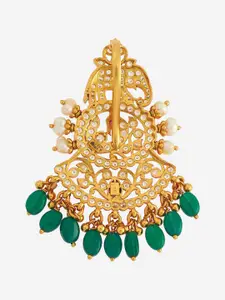 Kushal's Fashion Jewellery Embellished Bridal Gold-Plated Peacock Shaped Pendants