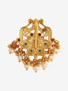 Kushal's Fashion Jewellery Embellished Bridal Gold-Plated Peacock Shaped Pendants