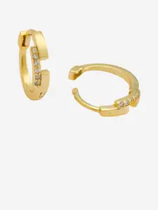 Kushal's Fashion Jewellery 92.5 Sterling Silver Gold-Plated Spherical Temple Hoop Earrings