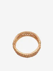 Kushal's Fashion Jewellery Green Rhodium Gold-Plated Zircon Embellished Bridal Kada Bangle