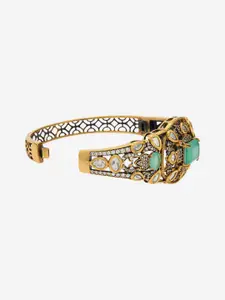 Kushal's Fashion Jewellery Mint Victorian-Plated Kundan-Studded Bangle