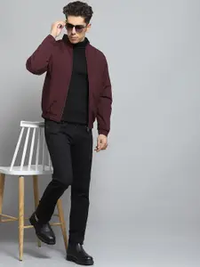 Monte Carlo Men Mock Collar Solid Cotton Casual Lightweight Bomber Jacket