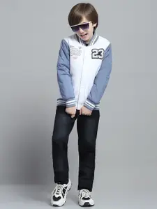 Monte Carlo Boys Stand Collar Colourblocked Casual Lightweight Varsity Jacket