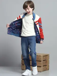 Monte Carlo Boys Mock Collar Striped Casual Reversible Bomber Jacket