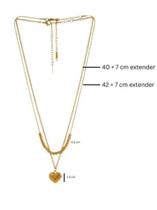 AQUASTREET 18K Gold Plated Waterproof Chequered Heart Pendant Layered Chain