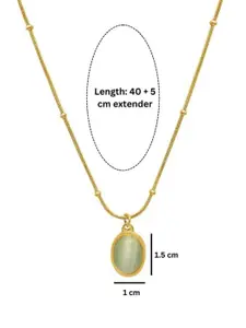 AQUASTREET 18K Gold Plated Waterproof Antitarnish Titanium Steel Cats Eye Pendant Chain