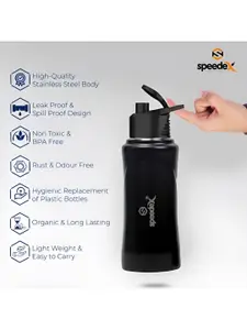 Speedex Black & White 2 Pieces Brand Logo Printed Stainless Steel Water Bottle 1 Ltr Each