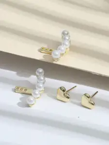 SUBHAGALANKAR Heart Shaped Pearls Beadded Ear Cuff Earrings