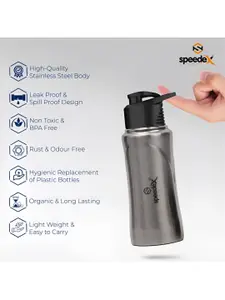 Speedex Silver-Toned & Black 4 Pieces Stainless Steel Water Bottles 500ml