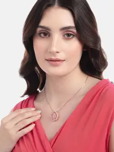 DressBerry Gold-Plated Floral Zircon Pendant with Chain