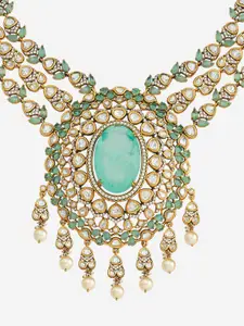 Kushal's Fashion Jewellery Victorian-Plated Kundan & Beaded Statement Necklace