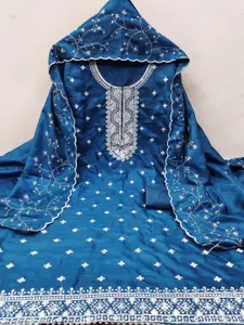 HMP Fashion Floral Embroidered Cotton Silk Unstitched Dress Material