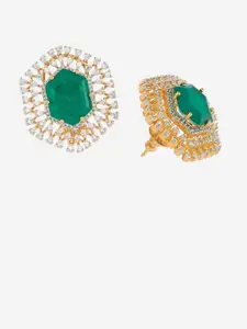 Kushal's Fashion Jewellery Gold-Plated Zircon Studded Geometric Studs