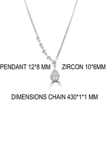 925 SILLER Charming 925 Sterling Silver Rhodium-Plated Diamond Shaped Pendants with Chains