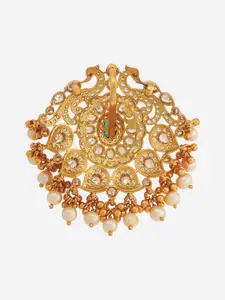 Kushal's Fashion Jewellery Embellished Bridal 92.5 Silver Gold-Plated CZ-Stone Pendant