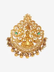 Kushal's Fashion Jewellery Embellished Bridal 92.5 Silver Stone Lakshmi Goddess Pendant