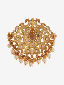 Kushal's Fashion Jewellery Embellished Bridal 92.5 Silver Gold-Plated CZ-Stone Pendant