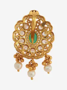 Kushal's Fashion Jewellery Embellished Bridal 92.5 Silver Gold-Plated CZ-Stone Pendant