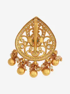 Kushal's Fashion Jewellery Embellished Bridal 92.5 Silver Gold-Plated CZ-Stone Pendant