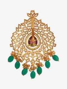 Kushal's Fashion Jewellery Embellished Bridal 92.5 Silver Gold-Plated CZ-Stone Pendant