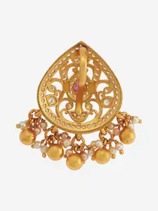 Kushal's Fashion Jewellery Embellished Bridal 92.5 Silver Gold-Plated CZ-Stone Pendant