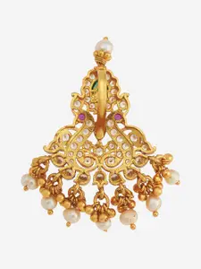 Kushal's Fashion Jewellery Embellished Bridal 92.5 Silver Gold-Plated CZ-Stone Pendant