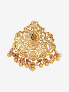 Kushal's Fashion Jewellery Embellished Bridal 92.5 Silver Gold-Plated CZ-Stone Pendant