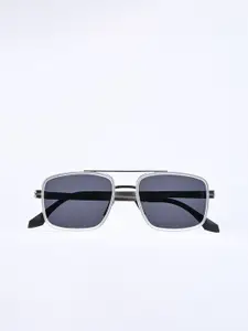 Snitch Men Rectangle Sunglasses with UV Protected Lens SN0070-Silver