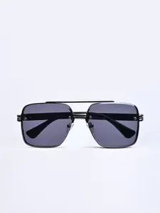 Snitch Men Retro Rectangle Black Sunglasses