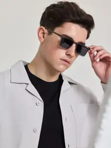 Snitch Men Rectangle Sunglasses with UV Protected Lens SN0074-Steel