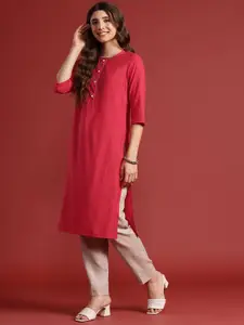 Anouk Thread Work Straight Kurta