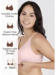 Dressberry Lightly Padded Invisi-Fit Elastic-Free Bottom Band Seamless Bonded Bra