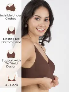 Dressberry Lightly Padded Invisi-Fit Elastic-Free Bottom Band Seamless Bonded Bra