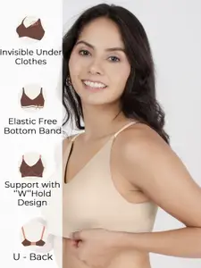 Dressberry Lightly Padded Invisi-Fit Elastic-Free Bottom Band Seamless Bonded Bra