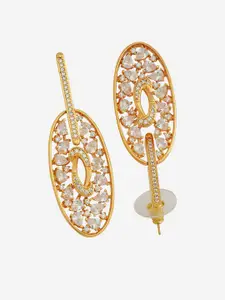 Kushal's Fashion Jewellery  White Contemporary Cubic Zircon Drop Earrings