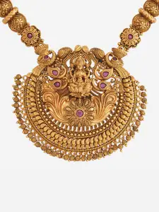 Kushal's Fashion Jewellery Gold-Plated Stone Studded Antique Necklace
