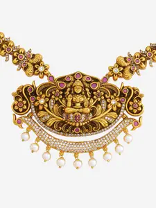 Kushal's Fashion Jewellery  Copper Ruby Gold-Plated Antique Necklace