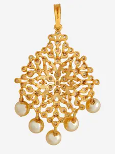 Kushal's Fashion Jewellery Rose Gold-Plated Zircon Embellished Bridal Dome Shaped Jhumkas