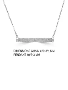 925 SILLER 925 Pure Silver Zircon Studded Funky Charm Pendant With Chain