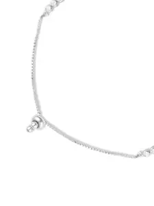 Zavya Women Sterling Silver Cubic Zirconia Rhodium-Plated Charm Bracelet
