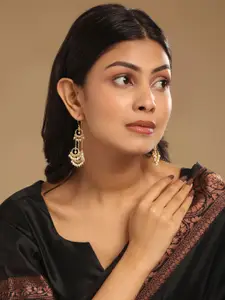 Yinara 18k Gold-Plated Pearls Beaded Anti Tarnish Contemporary Drop Earrings