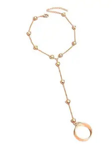 OOMPH Heart Shaped Delicate Bracelet with Ring Bracelet