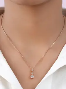 Zavya Radiant Duo Rose Gold Plated 925 Sterling Silver Pendant With Chain