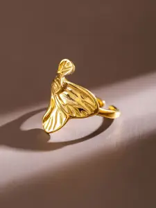 Rubans 18K Gold Plated Floral Statement Adjustable Ring Bold & Design