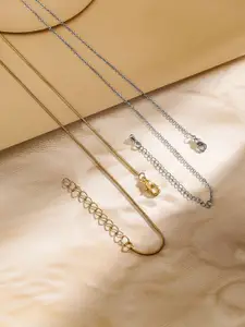 Rubans Set of 2 18K Gold & Rhodium Plated Stainless Steel TarnishFree Waterproof Necklaces