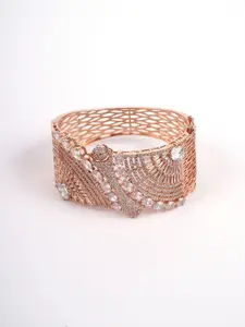 Adwitiya Collection Rose Gold-Plated Artificial Stones Studded Bangle-Style Bracelet